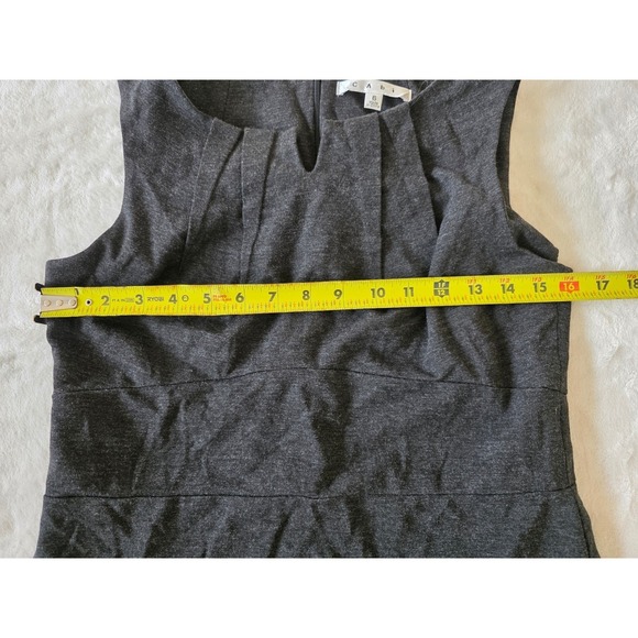 Cabi Charcoal Gray Sleeveless Pleated Neckline Sheath Dress Size 6 - Picture 4 of 6